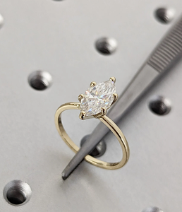 Bague de mariage et d'anniversaire en argent plaqué vintage de haute pureté, certifiée IGI, avec diamant de laboratoire taille marquise - Product Image 5