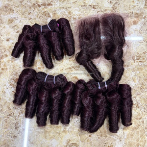 <b>Cheap</b> Human Hair Bundles Weft Raw Vietnamese Hair Extensions with Lace Front set Human Hair <b>Wigs</b> Lace Front Bouncy Curly Texture - Product Image 1