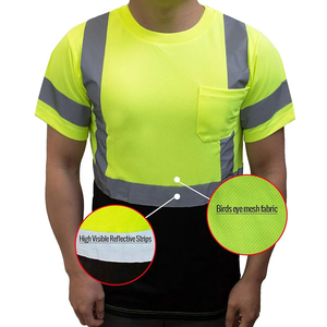 เสื้อยืดสะท้อนแสงแบบกำหนดเองปี 2025 แขนสั้นสำหรับผู้ชาย เสื้อทำงานแบบมองเห็นได้ชัดเจนสำหรับงานก่อสร้าง พร้อมกระเป๋าเสื้อยืด - Product Image 6