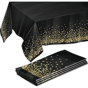 Set di 4 Tovaglie Monouso Oro e Nero, 54 x 108 Pollici, per Eventi e Feste - Product Image 1