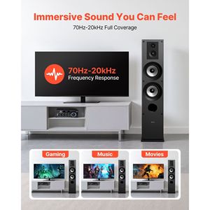 Altoparlante a torre a pavimento singolo a 3 vie per 0.75 Audio domestico \ "1 \" Tweeter Dual 5.25 \ "woofer 145W picco 70Hz-20kHz frequenza - Product Image 4