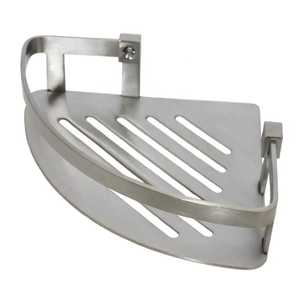 Corner Wall Mounted Soap Holder Stainless Steel Shower Soap Saver Tray <b>Brushed</b> Metal Draining Bathroom Storage Rack Shelf - Product Image 1