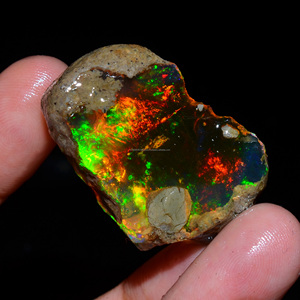 Lot de 3 pièces d'opale éthiopienne brute de qualité supérieure, 100% naturelle, huileuse, pour la création de bijoux - Product Image 2