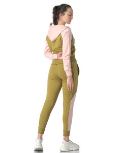 Ensemble pantalon de survêtement et sweat à capuche 100% coton avec impression surdimensionnée et strass pour femmes Survêtements respirants avec fermeture éclair Ensemble de survêtements pour femmes - Product Image 3