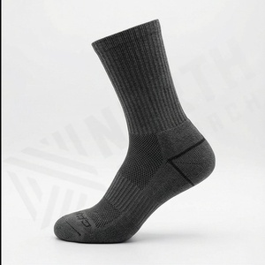 Crew <b>Socks</b> Solid Black Knitted Breathable Polyester Spandex <b>Running</b> Athletic Summer Adult Standard Thickness - Product Image 3