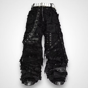 Pantalones Vaqueros Personalizados para Hombre, Diseño Heavy Metal, Ropa Hip Hop, Vaqueros Negros Desgastados - Product Image 6