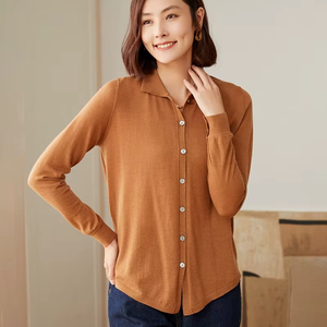 Robes classiques pour femmes en couleur unie, chemisier en cachemire tricoté, chemisier personnalisable pour femmes - Product Image 2