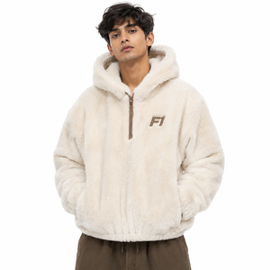 Sweat à capuche zippé surdimensionné en sherpa de haute qualité avec détails brodés personnalisés pour hommes, en molleton de coton, vente en gros USA - Product Image 1