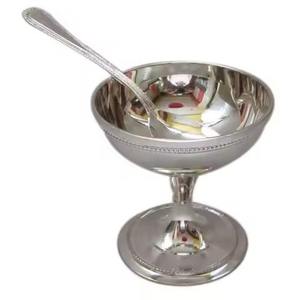 Elegante Tazón de Metal para Postres con Cuchara, Taza de Acero Inoxidable - Product Image 6