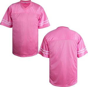 Maillot de football col en V unisexe respirant pour l'extérieur, haute qualité, logo personnalisé imprimé, été, rétro, équipe, personnalisable, couleur rose pour homme - Product Image 1