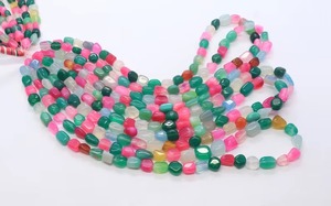 Perles lisses en calcédoine naturelle multicolores 6-7MM, perles de pierres précieuses en calcédoine polies en vrac pour la fabrication de bijoux - Product Image 2