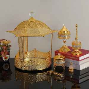 Juego de Regalo de Lujo con Quemador de Incienso Árabe, Mabkhara Dorada, Quemador de Incienso Oud, Decoración de Fragancia Islámica para el Hogar, Juego de Regalo para Ramadán - Product Image 4