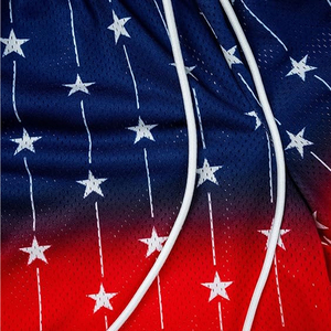 Men's Gradient <b>Stars</b> Print Basketball Shorts Drawstring Closure Breathable Mesh Casual Sport Shorts - Product Image 5