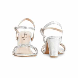 Sandales à talons fantaisie argentées modèle FN6114 - Product Image 2