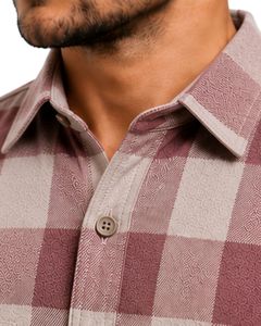 Rose Wood Light Taupe Plaid Men Flannel Shirt Long Sleeve Button <b>Down</b> Checkered Cotton Casual Shirt With Chest Pocket Streetwear - Product Image 6