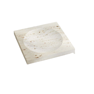 Bandeja Cuadrada Pequeña de Travertino Moderno, Color Crema, Piedra Natural, Diseño Minimalista, Decoración Versátil para el Hogar, Decoración Interior Moderna - Product Image 1