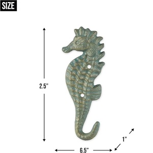 Seahorse Wall <b>Hook</b> Metal Vintage Style Rust Resistant <b>Single</b> <b>Hook</b> Animal Design Waterproof Eco-Friendly Durable Garden - Product Image 3