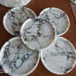Elegant Calacatta <b>Marble</b> <b>Coaster</b> Natural Stone Finish Decorative Table Organizer for Kitchen Storage Coffee Table Decor and Home - Product Image 5