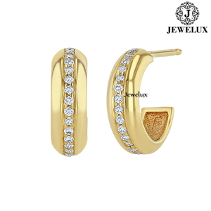 Jewelux High Quality VVS Diamond <b>Stud</b> Earrings 925 Sterling <b>Silver</b> Rhodium Plated IGI Certified for Wedding Party Anniversary - Product Image 2