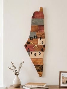Reloj de Pared de Madera con Mapa de Palestina, Arte de Silueta de Madera Segmentada, Decoración Tradicional Palestina Árabe para el Hogar, Hecho a Mano para Regalo de Inauguración - Product Image 2