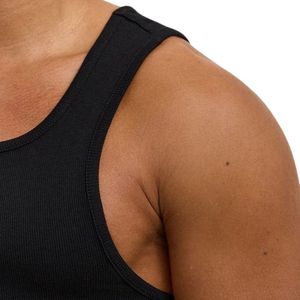 Camiseta sin mangas negra acanalada para hombre, camiseta deportiva para gimnasio, ajuste muscular, ropa deportiva para entrenamiento y fitness - Product Image 4