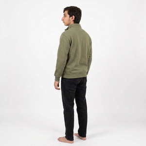Sweat-shirt personnalisé pour homme avec fermeture éclair quart de tour, en tissu éponge de coton, coupe ample, col montant, style urbain décontracté streetwear - Product Image 6