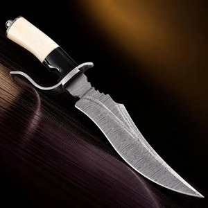 Hunting <b>Knife</b> With Camel <b>Bone</b> <b>Handle</b> And Leather Sheath Drop Point Blade Carbon Steel Industrial Grade - Product Image 5