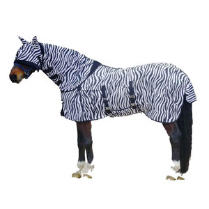 Couverture pour cheval imperméable à imprimé zèbre, en tissu Oxford 1200D, avec col haut et rabat de queue, pour une utilisation en extérieur toute saison - Product Image 1