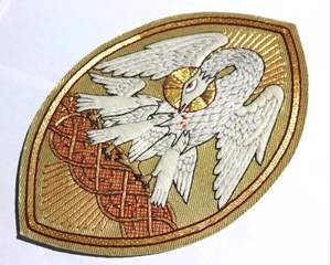 Parche de paloma de lujo bordado a mano con hilo de oro, aplique de bordado religioso, insignia personalizable en varios colores, calidad premium - Product Image 1