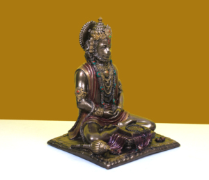 Nirmala Handicrafts Handmade Resin Seated Lord Hanuman <b>Statue</b> Intricate Crown <b>Religious</b> Design Rajasthan for Tabletop Display - Product Image 2
