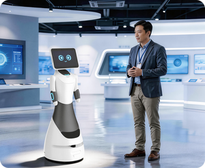 <span class=keywords><strong>Robot</strong></span> intelligent interactif vocal IA de 14 pouces Leopard Secret pour salles d'exposition, entreprises et réceptions d'entreprise - Product Image 6
