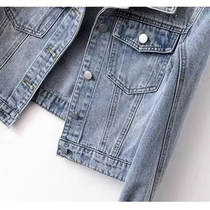 Women's Heavy Embellished Denim <b>Jacket</b> <b>Short</b> Retro Loose Winter Autumn Casual Fashion Coat Button Washed Wholesale 2026 - Product Image 6