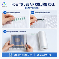 AIR.DFLY Vente en gros de rouleaux de colonnes d'air gonflables PA+PE de 20 cm x 250 m, 55 µm, emballage antichoc pour l'expédition de produits fragiles