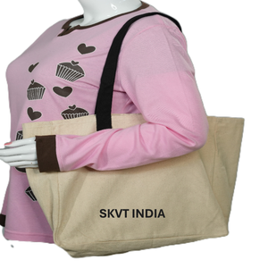 Sac fourre-tout promotionnel personnalisé avec logo imprimé pour femme, en toile 100 % coton, à bandoulière, avec poignée supérieure, de haute qualité et à prix abordable - Product Image 4