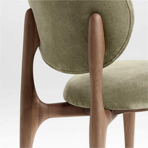 Chaise de salle à manger rembourrée moderne avec pieds en teck massif, siège en tissu de luxe pour hôtel, restaurant et fourniture directe d'usine - Product Image 5