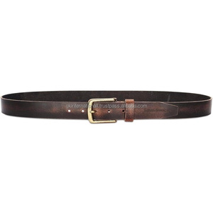 Ceinture décontractée en cuir brun rustique vintage pour homme, boucle simple en laiton réglable, ceinture homme. - Product Image 4