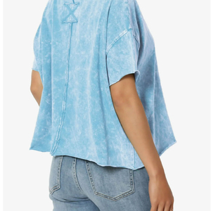 เสื้อยืดโอเวอร์ไซส์แฟชั่นสไตล์วินเทจสำหรับผู้หญิง ลวดลายย้อมสีแบบแอซิดวอช  เสื้อยืดลำลองสำหรับผู้หญิง  รับสั่งทำเสื้อยืดสำหรับผู้หญิง - Product Image 5