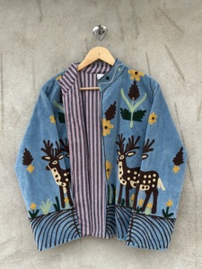 Eco-Friendly Breathable Cotton Suzani <b>Jacket</b> <b>Women</b> Hand Embroidered Floral Motif Bohemian Autumn Winter O-Neck Fashion Bomber - Product Image 3