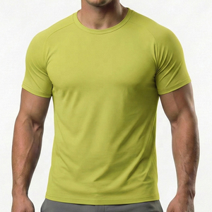 High Quality Summer Stretch Loose Casual Jersey Silk Screen Printing Solid Color Short-Sleeve Men's <b>T</b>-<b>Shirt</b> Customizable - Product Image 1