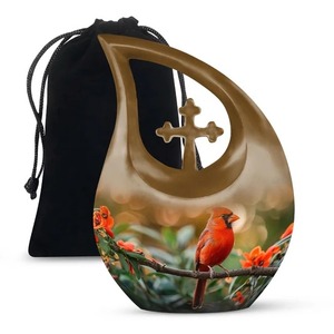 Urne commémorative noire mate de marche de larme d'orignal et de croix pour des cendres humaines belle urne de goutte avec le sac libre de velours - Product Image 4