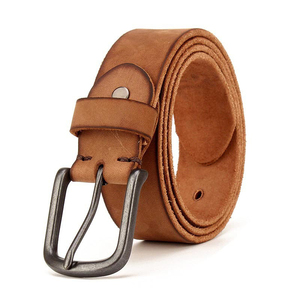 Ceinture en cuir de vache marron avec boucle rectangulaire en fer, style décontracté et durable - Product Image 1