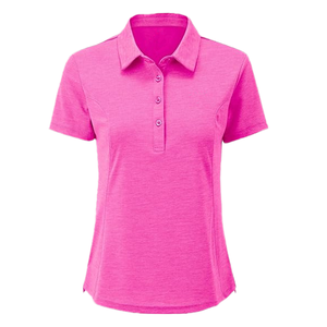 Polo de Manga Corta Rosa para Mujer, Color Sólido, Corte Regular, Estilo Casual de Punto - Product Image 1