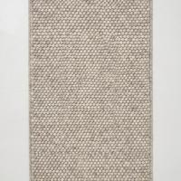 Tapis tissé à la main en boucles épaisses effet galet - Gris clair uni, beige, en laine, antidérapant, avec envers en toile de coton, tapis moderne et minimaliste pour