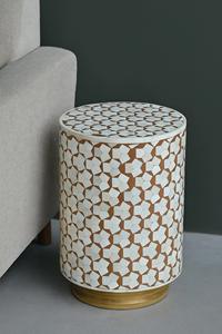 Table à tiroirs en os incrusté de la marque ILAHI, design moderne, détails en agate, rangement à trois niveaux, meuble portable pour la maison - Product Image 6