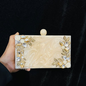 Best Selling 2025 New Design Ladies Resin Evening Clutch <b>Bag</b> Luxury Fashion Casual Style Pearl <b>for</b> Parties <b>Weddings</b> Stone India - Product Image 4