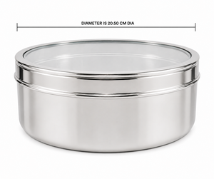 กล่องเครื่องเทศอินเดีย Dheer International Modern Stainless Steel Food Grade 202 (No.12) พร้อมฝาปิด (เส้นผ่านศูนย์กลาง 20.50 ซม.) และช้อน - Product Image 4