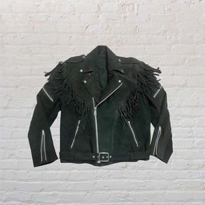 Chaqueta Unisex Vintage de Cuero Suede con Flecos Estilo Western, Prenda Exterior de Moda OEM - Product Image 1