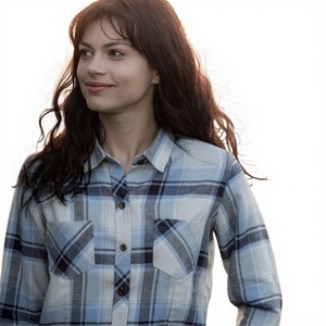 Camisas Casuales de Mujer de Manga Larga, Tejido de Franela Teñido con Hilo Personalizado de Primera Calidad, Ecológicas, 100% Algodón, Cierre de Botones, con Logotipo - Product Image 5