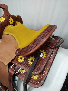 Asiento de cuero de gamuza tallado a mano de color de sillín de caballo de estilo occidental de alta calidad con estribo pesado - Product Image 2