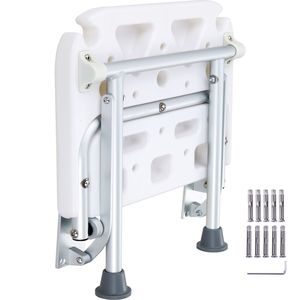 Banc de douche mural pliable, capacité de 500 lb, siège en PE gain de place, 15,7 x 14,8 pouces déplié - Product Image 1